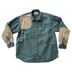 Columbia Sportswear Men's Size XL Green Tan Shirt Overshirt Button Up Cotton